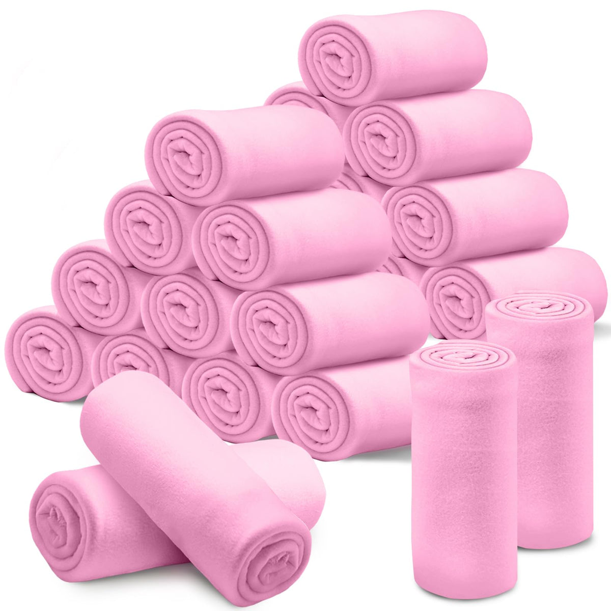 24 Pcs Fleece Blankets Bulk 60 x 50 in, Throw Blankets in Bulk for Wedding, Lightweight Blankets for Bed, Couch, Outdoor Use, Homeless Donation, with Oeko-tex Standard 100 Certified (Blue)