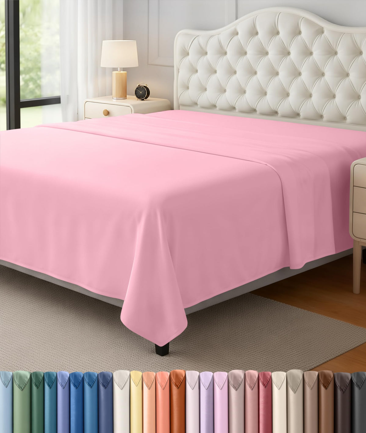 Full Size Flat Sheet Only, Ultra Soft & Breathable Hotel Sheets, Grey