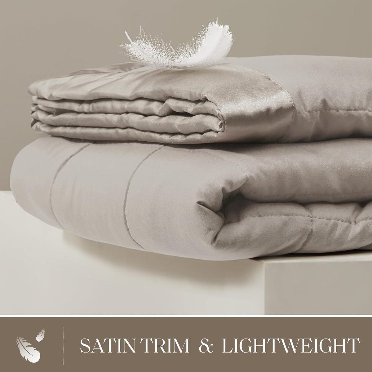 Madison Park Down Alternative Queen Blanket for Bed, Satin Trim, Grey