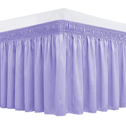 Wrap Around Queen Size Bed Skirt 15" Drop-Elastic Dust Ruffle Light Camel