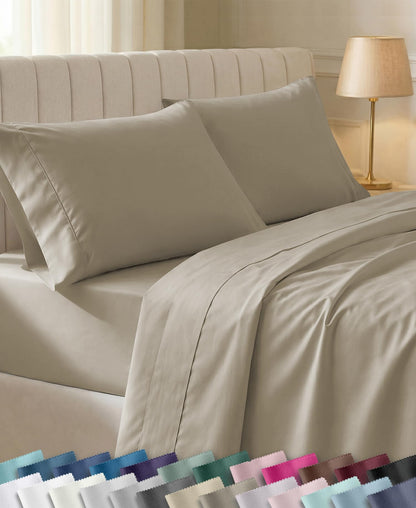 California Design Den Soft 100% Cotton Sateen Queen Bed Sheets Set, White