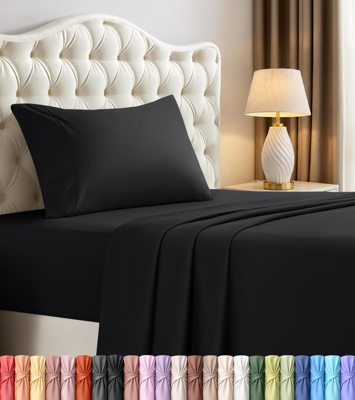 Queen Sheets Set, 4 Pieces 16" Deep Pocket Hotel Luxury Bed Sheets, Grey