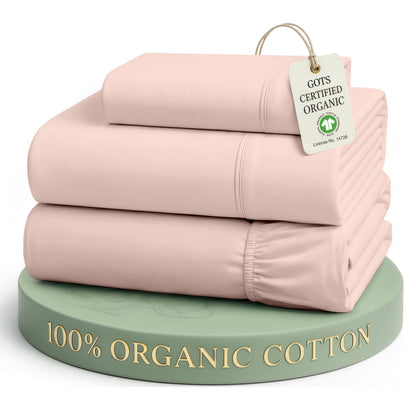 LANE LINEN Queen Sheets 100% Organic Cotton 4pc Percale Cooling - White