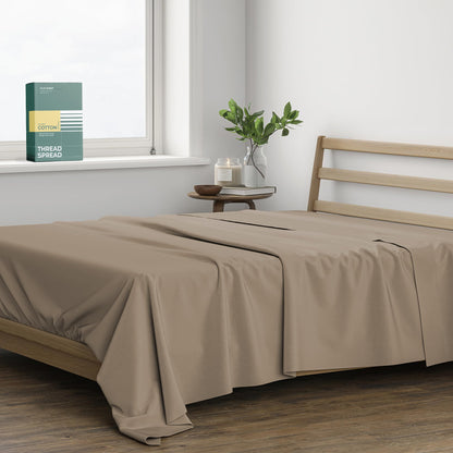 THREAD SPREAD 100% Organic Cotton King Flat Sheet - Percale Weave Cotton Flat Sheet Only (1 PC, White), Crisp, Cool, Strong & Breathable Lightweight Bed Linen Top Sheets, GOTS Certified Sheets