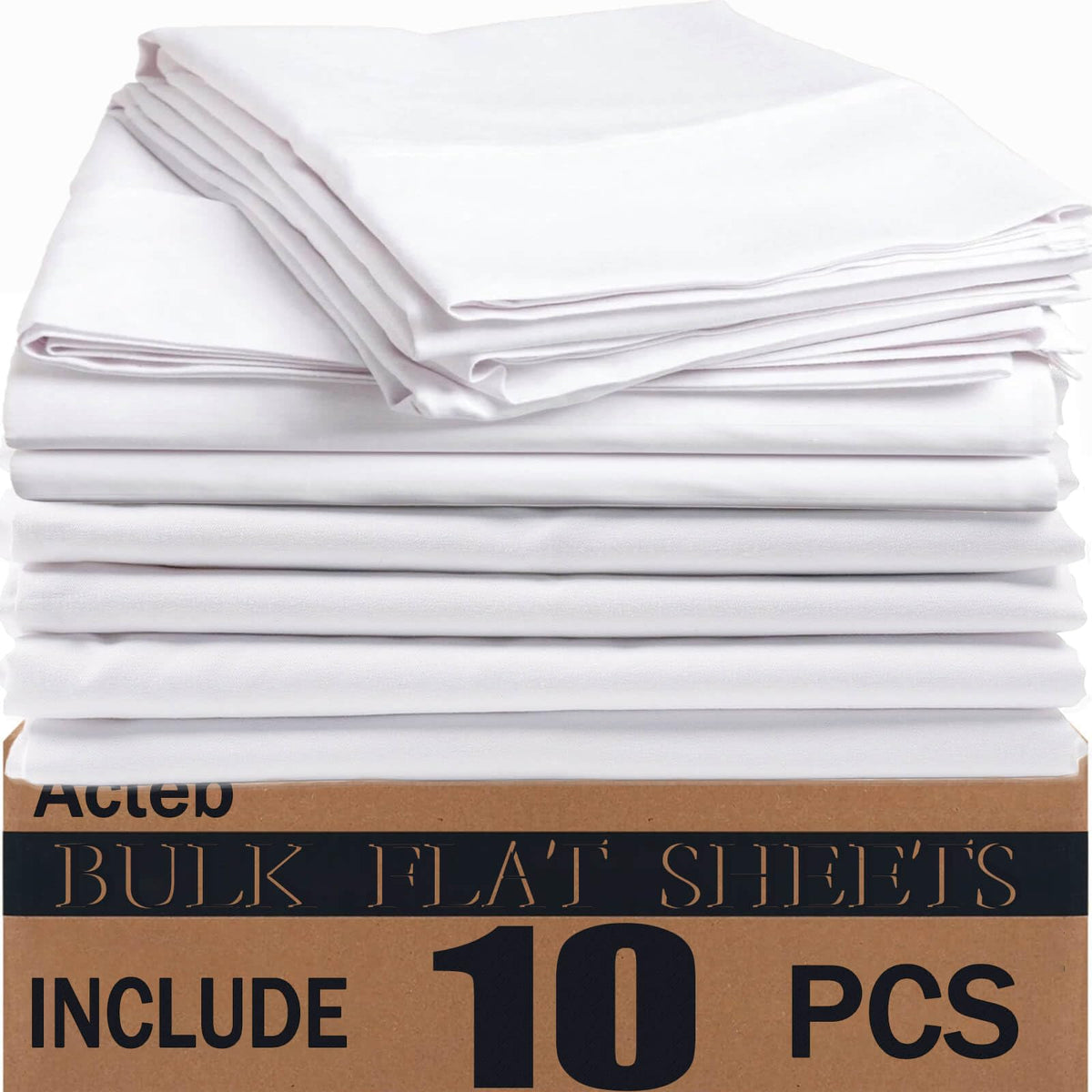 Bulk Twin Flat Sheets Only 4 Pack Basic White Bed Top Line Flat Sheet Soft Breathable Color Coded Hem Threads for Hotel Bedding Wholesale 66x96 inches
