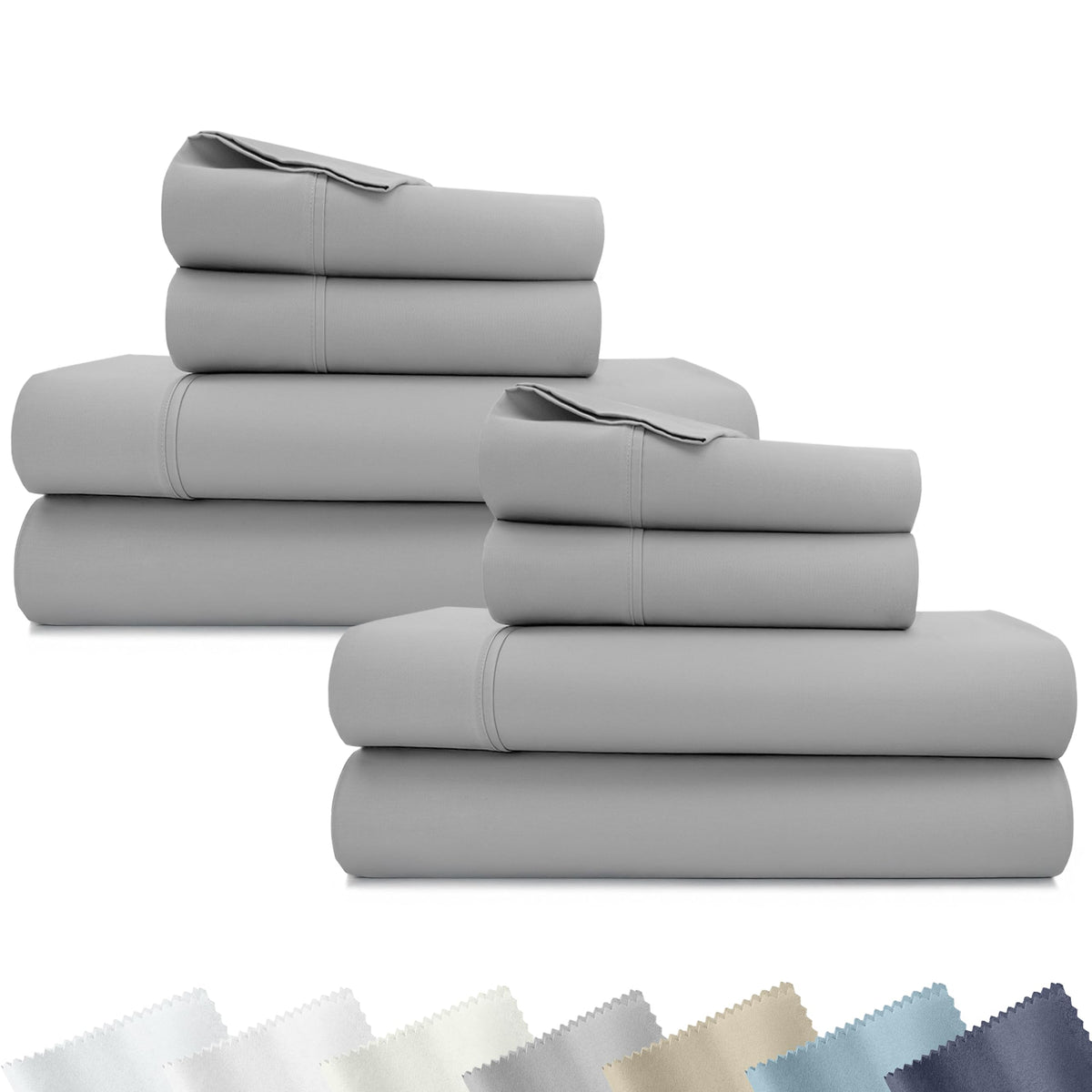 California Design Den Soft 100% Cotton Sateen Queen Bed Sheets Set, White