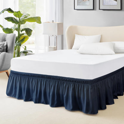 FreshCulture Queen Bed Skirt, Elastic Wrap Around Bed Skirt Queen Size, Bed Skirts for Adjustable Bed, Easy Fit with 15-Inch Tailored Drop, Hotel Quality Dust Ruffle for Queen Bed (Sage Green)