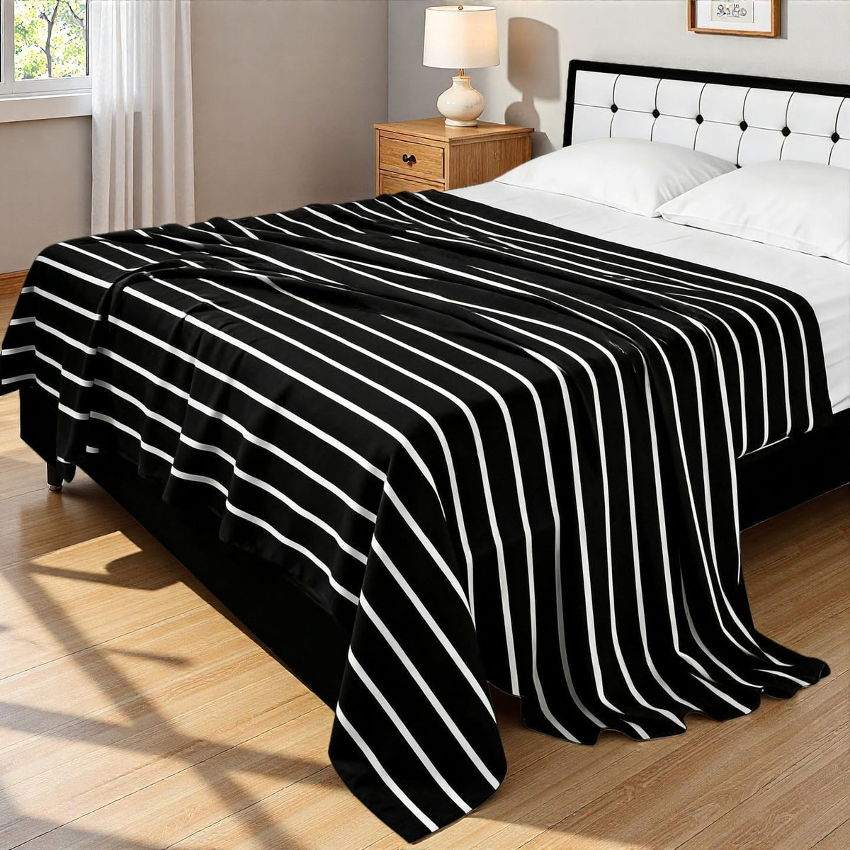 MAG Floral Flat Sheet Queen Size 90" x 100", Black & Pink Flower Printed Top Sheet Only, Soft Microfiber Lightweight for Women, Men, Teens on Bedroom Guest Room.