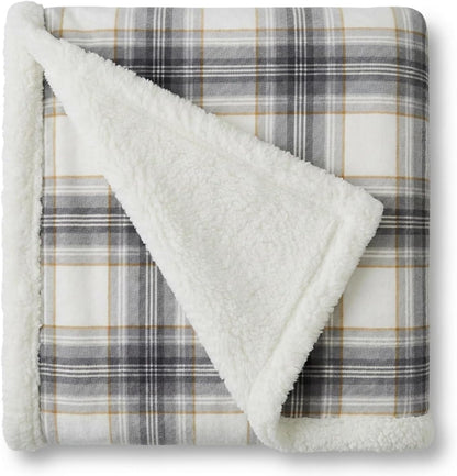 Eddie Bauer - Sherpa Reverse Throw Blanket for Bed or Couch, 50 x 60