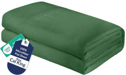 Royale Linens Queen Flat Sheet - Ultra Soft Brushed 1800 Microfiber Flat Sheets Only - Wrinkle Free & Stain Resistant - Hotel Quality Top Sheet for Bed (Queen, White)