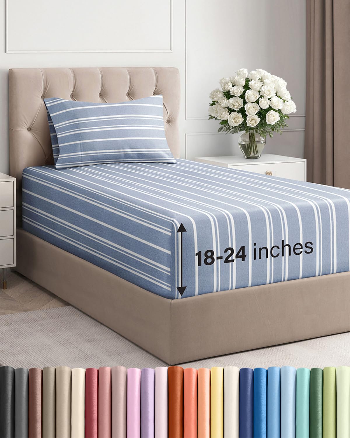 Extra Deep King Sheet Set - 4 Piece Breathable & Cooling - Antique White
