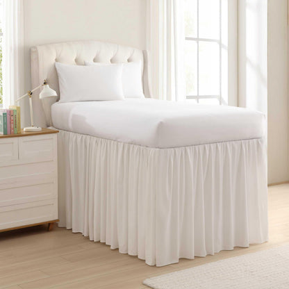Laura Ashley - Twin XL White Bed Skirt, 42 -Inch Drop
