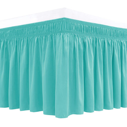 Wrap Around Queen Size Bed Skirt 15" Drop-Elastic Dust Ruffle Light Camel