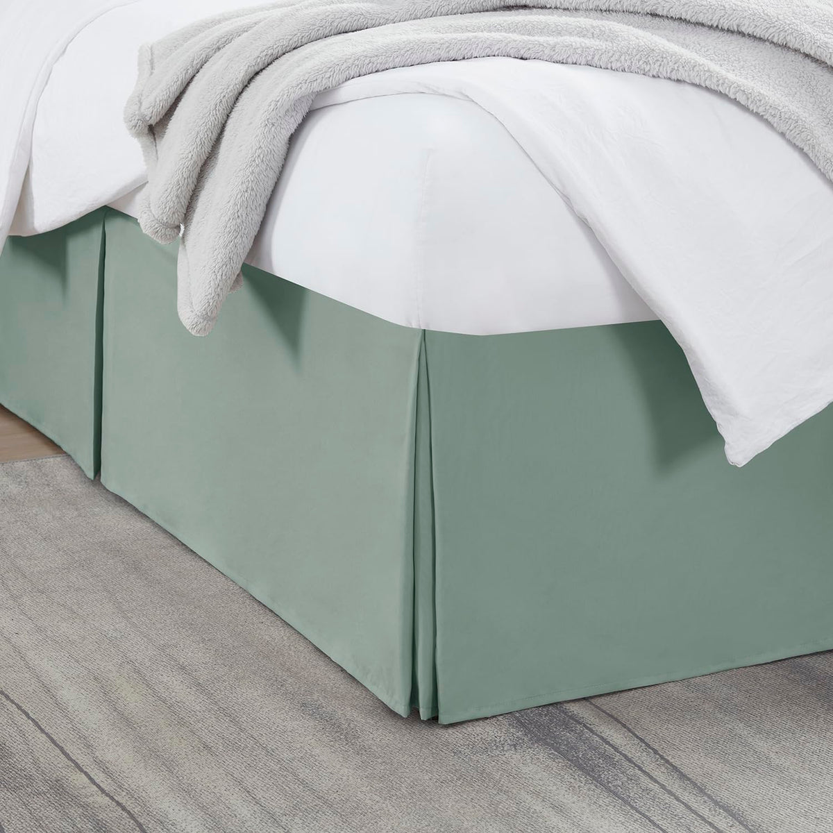 Nestl Linen Bed Skirt Queen Size - Queen Bed Skirt 14 Inch Drop - Brushed Microfiber Bed Skirts - Hotel Quality Pleated Bed Skirt - Shrinkage & Fade Resistant