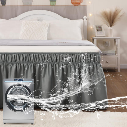 White Twin XL College Dorm Bed Skirt 32" Drop, Elastic Wrap Dust Ruffle