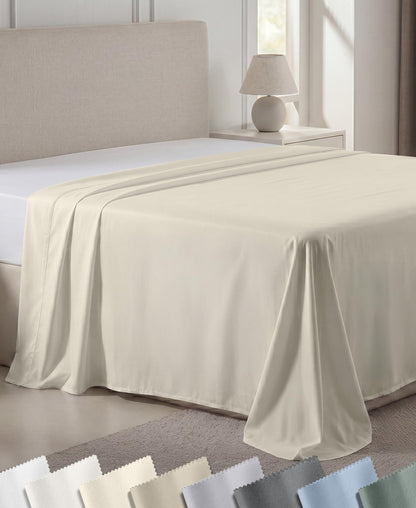 California Design Den 600 Thread Count Queen Flat Sheet, Bright White