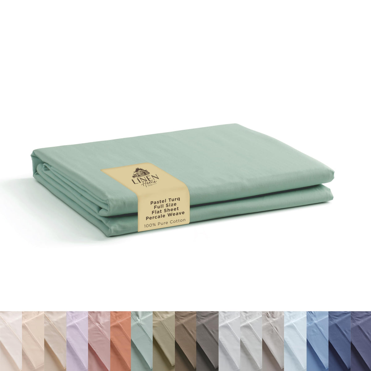 Linen Home Queen Size Flat Sheet Only 100% Cotton Percale, White