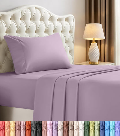 Queen Sheets Set, 4 Pieces 16" Deep Pocket Hotel Luxury Bed Sheets, Grey