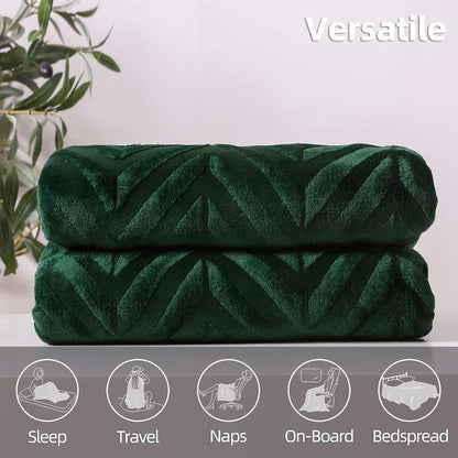 Whale Flotilla Flannel Fleece Fall Bed Blanket Queen Size, Emerald Green