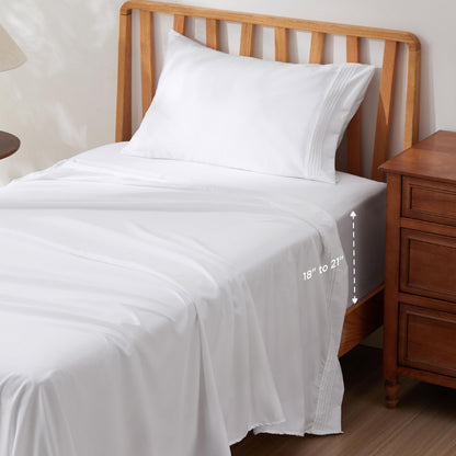 Bedsure Deep Pocket Queen Sheets Set - Fits Mattresses Up to 21 Inches Thick - 4 Piece GentleSoft Bed Sheets, Moisture Wicking, Soft & Cooling Bedsheet & Pillowcases, Easy & Secure Fit, Light Grey