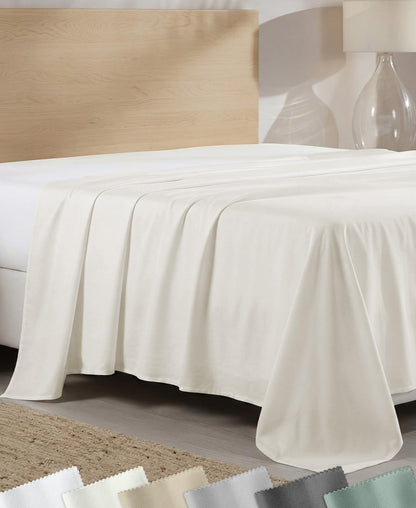 California Design Den Soft 100% Cotton Sateen King Flat Sheets, White