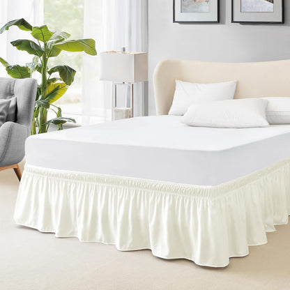 FreshCulture Queen Bed Skirt, Elastic Wrap Around Bed Skirt Queen Size, Bed Skirts for Adjustable Bed, Easy Fit with 15-Inch Tailored Drop, Hotel Quality Dust Ruffle for Queen Bed (Sage Green)