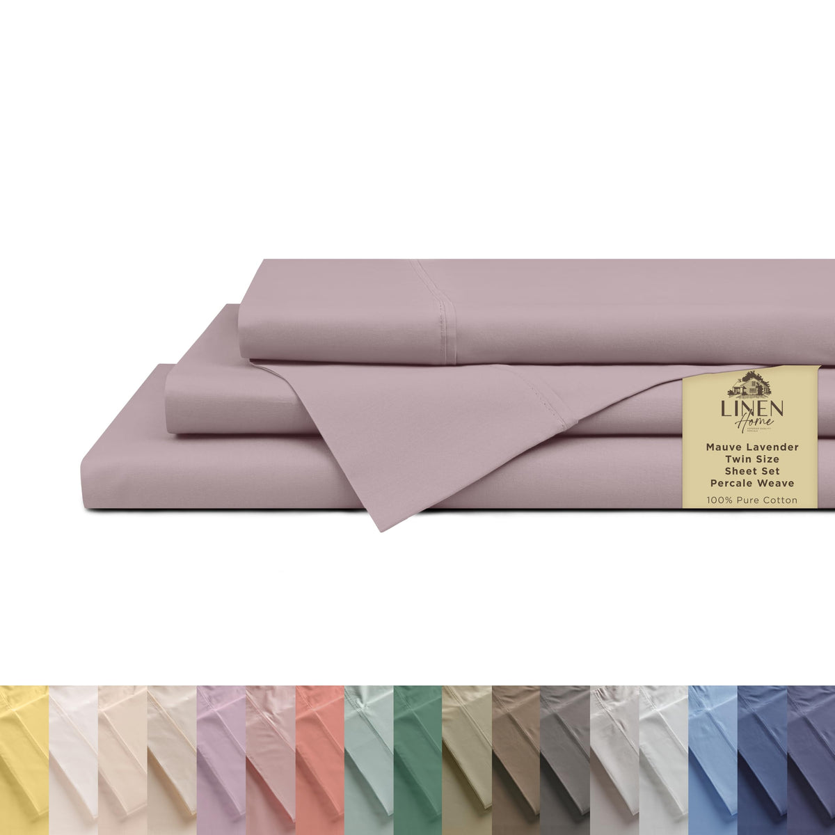 Linen Home 100% Cotton Percale Sheets Queen Size 4 Pc Cooling Set - White