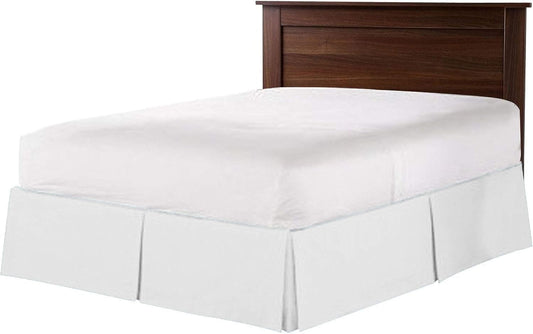 100% Cotton 800 Thread Count Box Pleated Bed Skirt - Luxury Pleated Dust Ruffle, Bed Skirt, Easy Fit with 15 Inch Tailored Drop, King Size White Solid