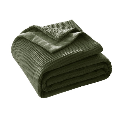 CHUFFED Cotton Waffle Blanket Queen Size-Plush Milk Velvet & Reversible Waffle Weave,Anti-Static 500Gsm Design，Thick Cozy Soft Winter Blanket for Bed, Couch, Sofa - White, 90x90 Inches