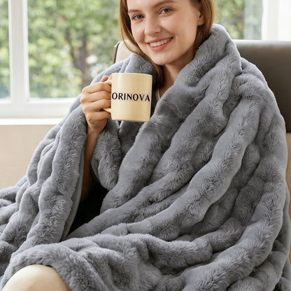 ORINOVA Pink Fluffy Double Sided Blanket for Couch Living Room Faux Fur 50x60 Fuzzy Throw No Shed Blanket for Bed Soft Furry Bed Cozy Comforter Home Decor Gifts 860 GSM