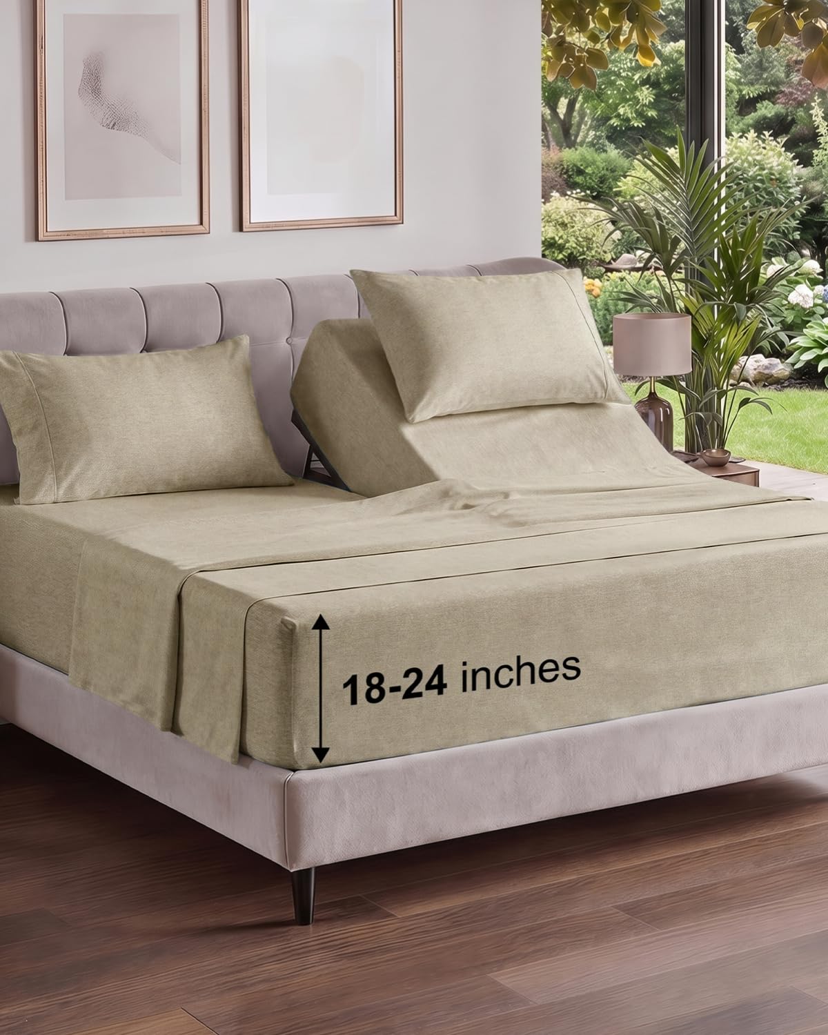 Extra Deep King Sheet Set - 4 Piece Breathable & Cooling - Antique White
