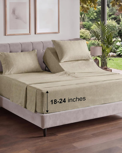 Extra Deep King Sheet Set - 4 Piece Breathable & Cooling - Antique White