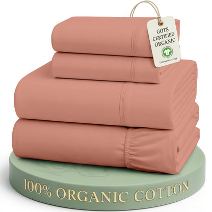LANE LINEN Queen Sheets 100% Organic Cotton 4pc Percale Cooling - White