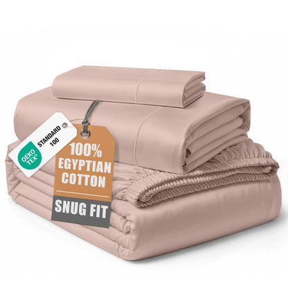 LANE LINEN 100% Egyptian Cotton Sheets King Size Silky Sateen Weave - White