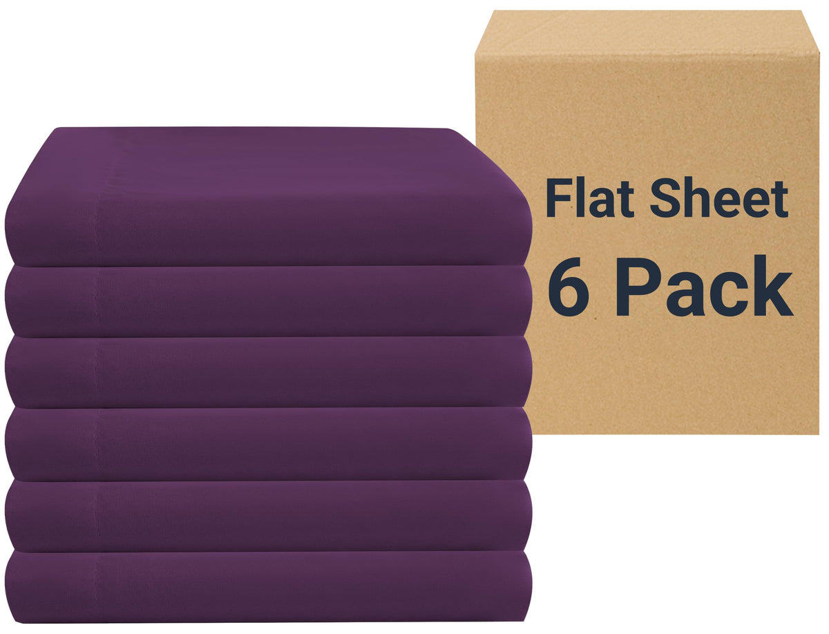 ZPECC Twin Flat Sheets Only White 6 Pack, Color-Coded Hem Threads