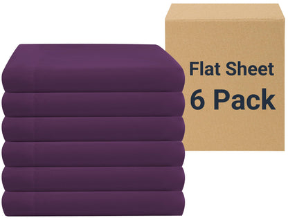 ZPECC Twin Flat Sheets Only White 6 Pack, Color-Coded Hem Threads