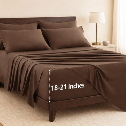 CozyLux King Size Sheets Set 6-Piece, 21-Inch Deep Pocket, Soft Feel