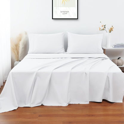 Flat Sheet Only Queen Size, 400 TC 100% Egyptian Cotton Flat Sheet - Wrinkle, Fade, Stain Resistant (White, Queen)