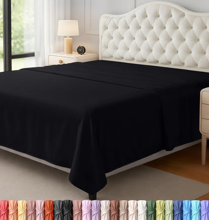 Queen Size Flat Sheet Only, Ultra Soft & Breathable Hotel Sheets, White