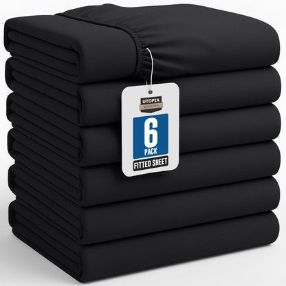 Pack of 6 Twin Fitted Sheet, Fits Up to 15 Inch Deep Pocket, White