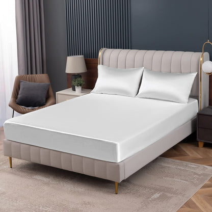 Homiest Black Satin Flat Sheet, Full Silky Bed Top Sheet Only
