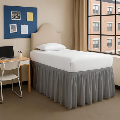 Mattress-Homes College Dorm Bed Skirt Twin XL, 42 Inch Drop Extra Long Bed Skirt, Split Corner Tailored Dust Ruffle, Premium Brushed Microfiber, Wrinkle Resistant, White
