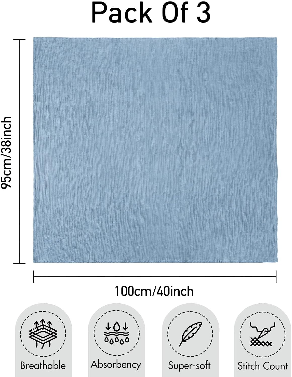 GLLQUEN BABY Muslin Swaddle Blankets for Newborn Boys, Large 40''x38''