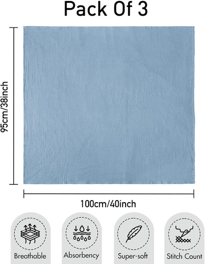 GLLQUEN BABY Muslin Swaddle Blankets for Newborn Boys, Large 40''x38''