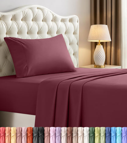 Queen Sheets Set, 4 Pieces 16" Deep Pocket Hotel Luxury Bed Sheets, Grey