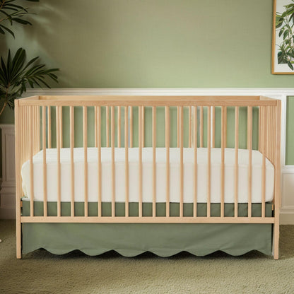 Brandream Scallop Edge Organic Cotton Crib Skirt, Baby Boy, Baby Girl, Gender Neutral Crib Skirt Toddler Bedskirt Farmhouse Chic Nursery Crib Bed Skirt, Boho Bohemian Solid Beige Skirt