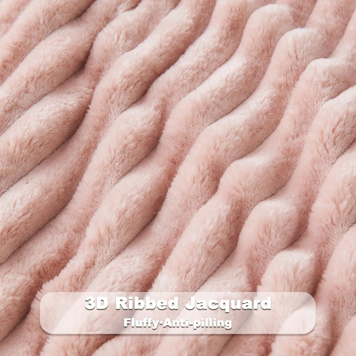 NEWCOSPLAY Fleece Ribbed Cozy Throw Blanket for Couch, Pink, 50"x60"