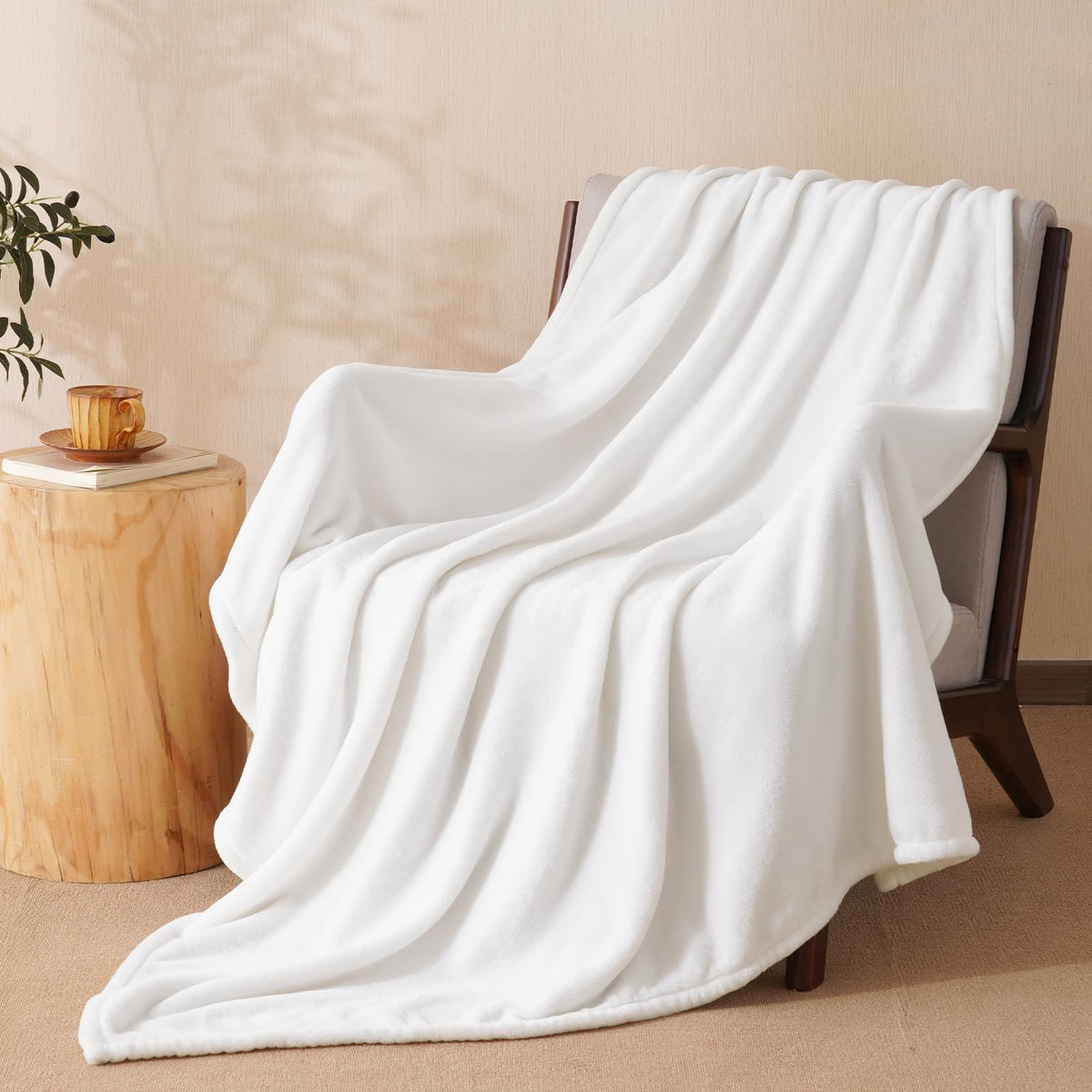 PHF Fleece Blanket King Size 108x90-300GSM Lightweight Airy Warmth, Khaki