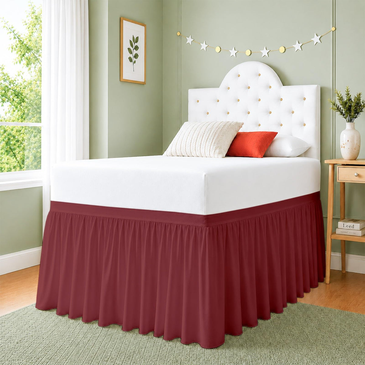 Cottingon Dorm Room Bed Skirt, 100% Microfiber, White, Twin XL-32 Drop