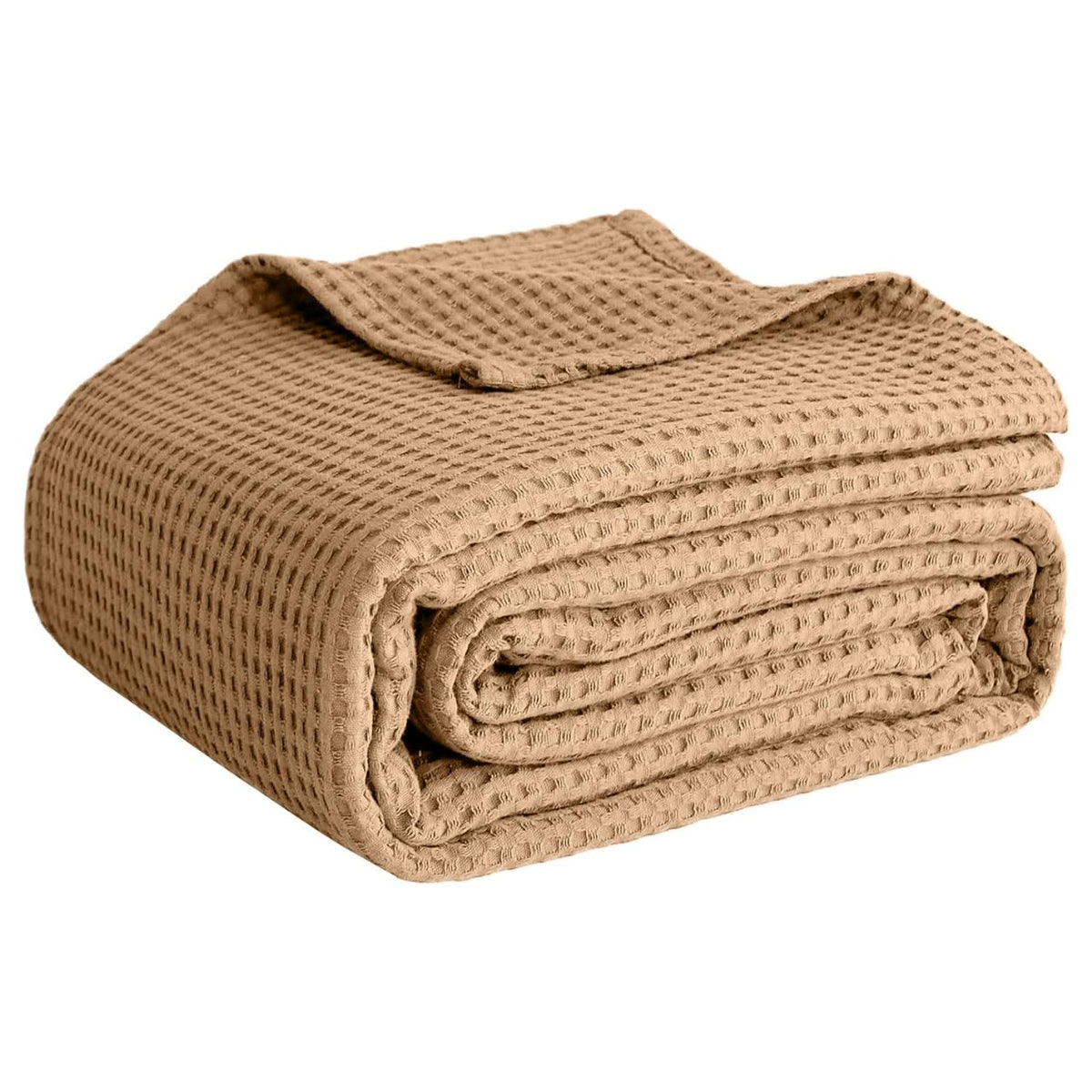 100% Cotton Blankets for Bed - Waffle Weave Blankets for Summer, Lightweight and Breathable Soft Woven Blanket for Spring (Dark Grey, Queen (90" x 90"))